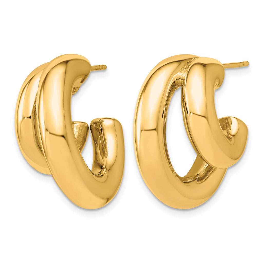 Gold-Plated Sterling Silver Puffed J-Hoop J-Hoop Earrings, 12.25mm