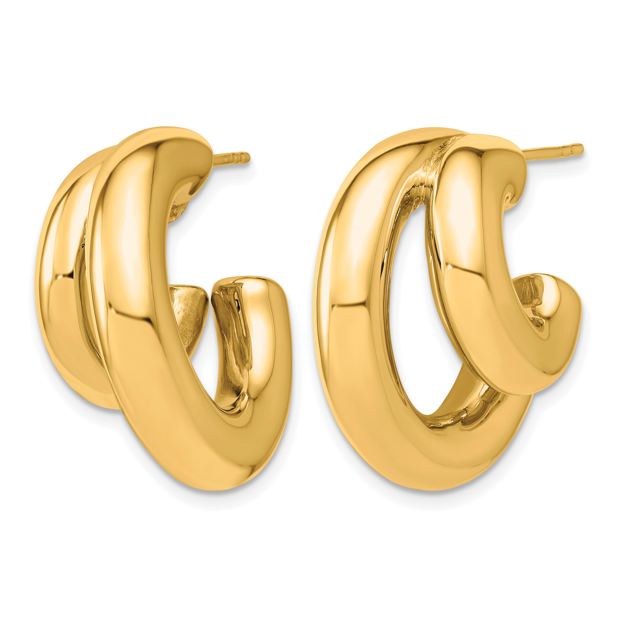 Gold-Plated Sterling Silver Puffed J-Hoop J-Hoop Earrings, 12.25mm