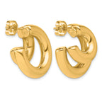 Gold-Plated Sterling Silver Puffed J-Hoop J-Hoop Earrings, 12.25mm
