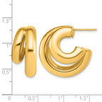 Gold-Plated Sterling Silver Puffed J-Hoop J-Hoop Earrings, 12.25mm