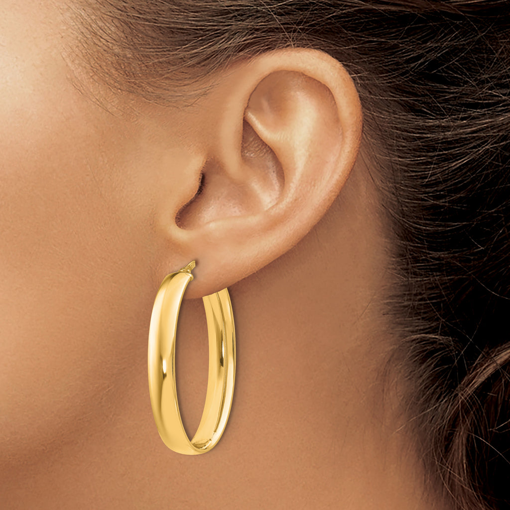 Sterling Silver Gold-Tone Polished Oval Hinged Hoop Earrings