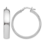 Sterling Silver RH-plated Polished Hinged Hoop Earrings