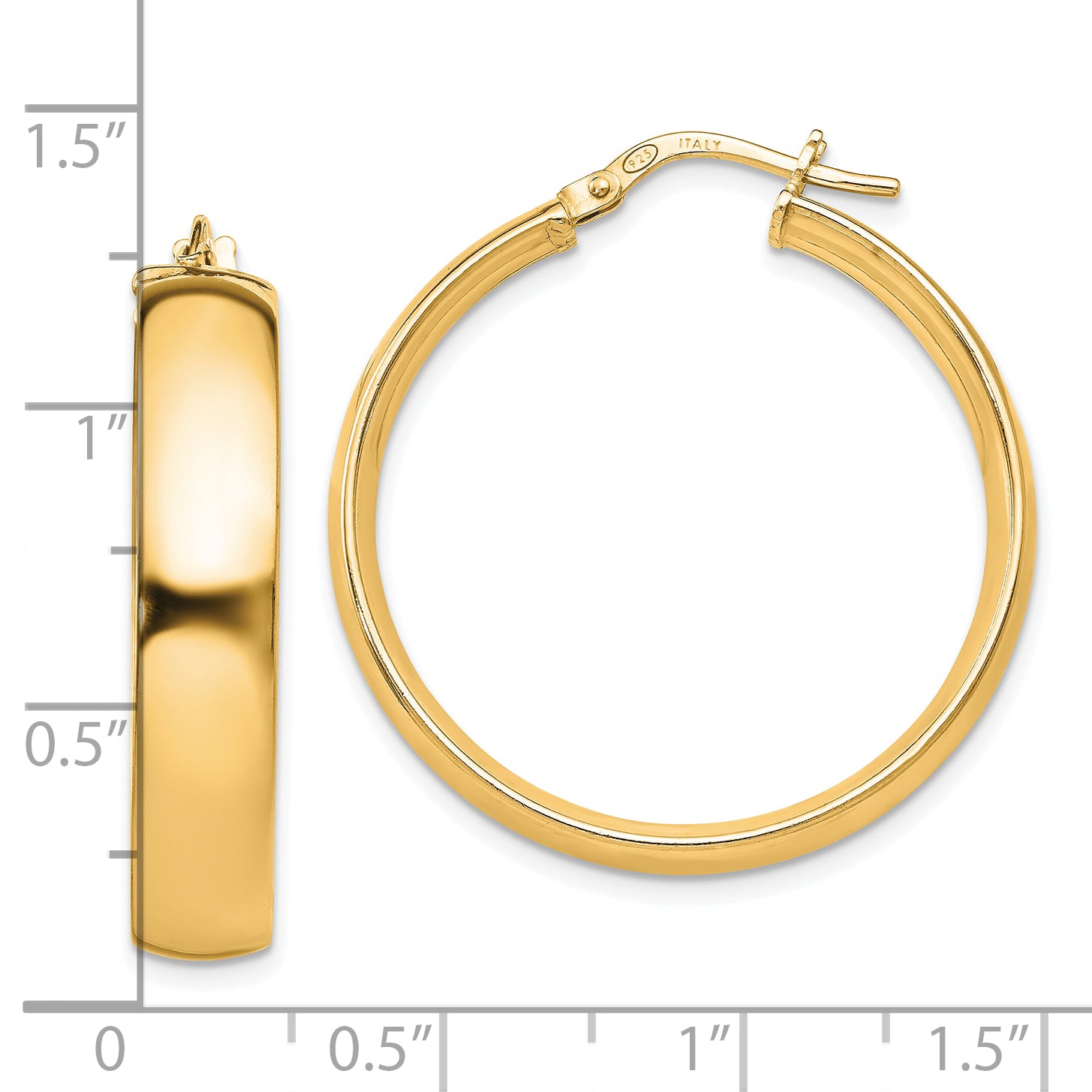 Sterling Silver Gold-Tone Polished Hinged Hoop Earrings