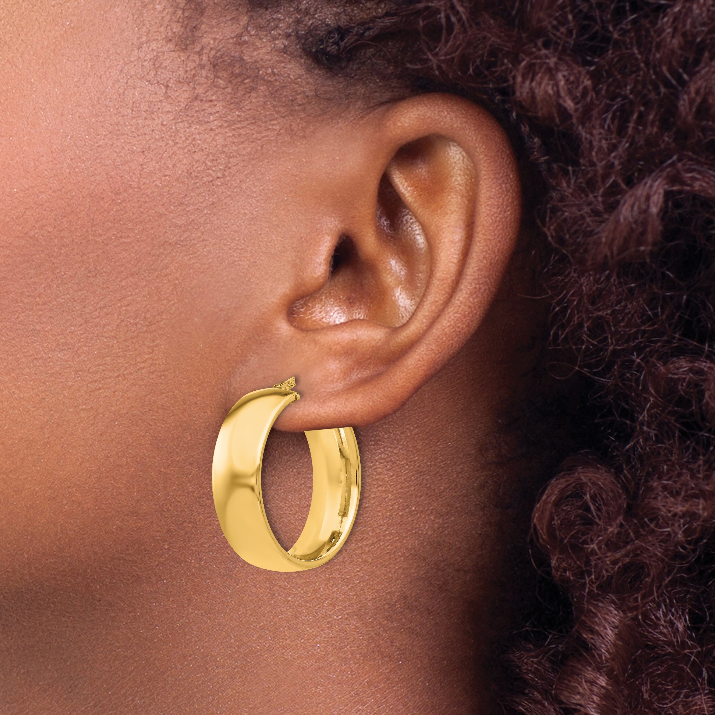 Sterling Silver Gold-Tone Polished Hoop Earrings