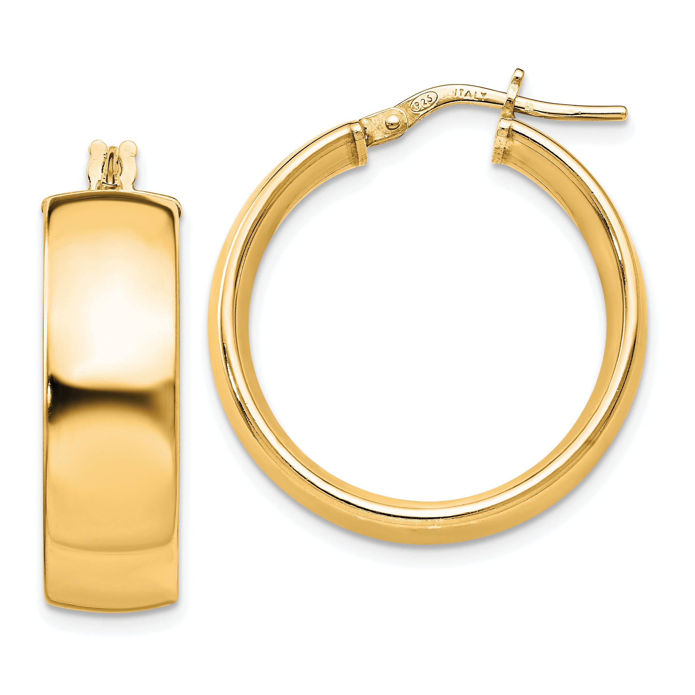 Sterling Silver Gold-Tone Polished Hoop Earrings Main image