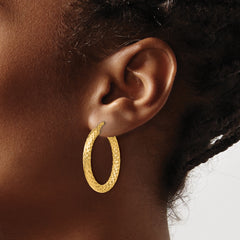 Sterling Silver Gold-Tone Polished/Textured Hinged Hoop Earrings