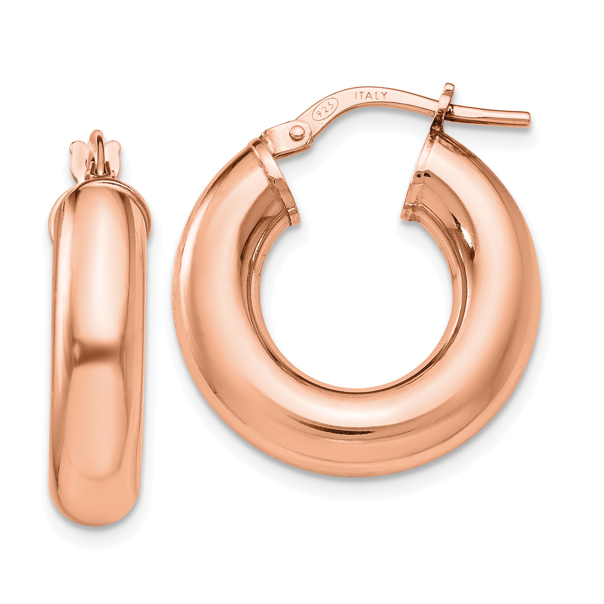 Sterling Silver Rose-Tone Polished Hoop Earrings Main image