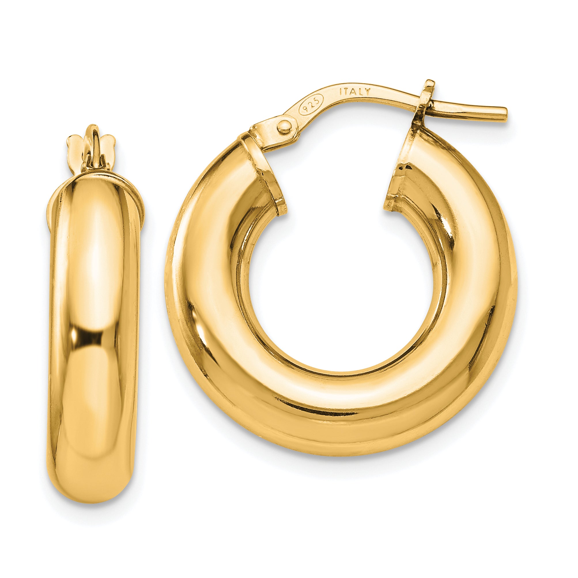 Sterling Silver Gold-Tone Polished Hoop Earrings Main image