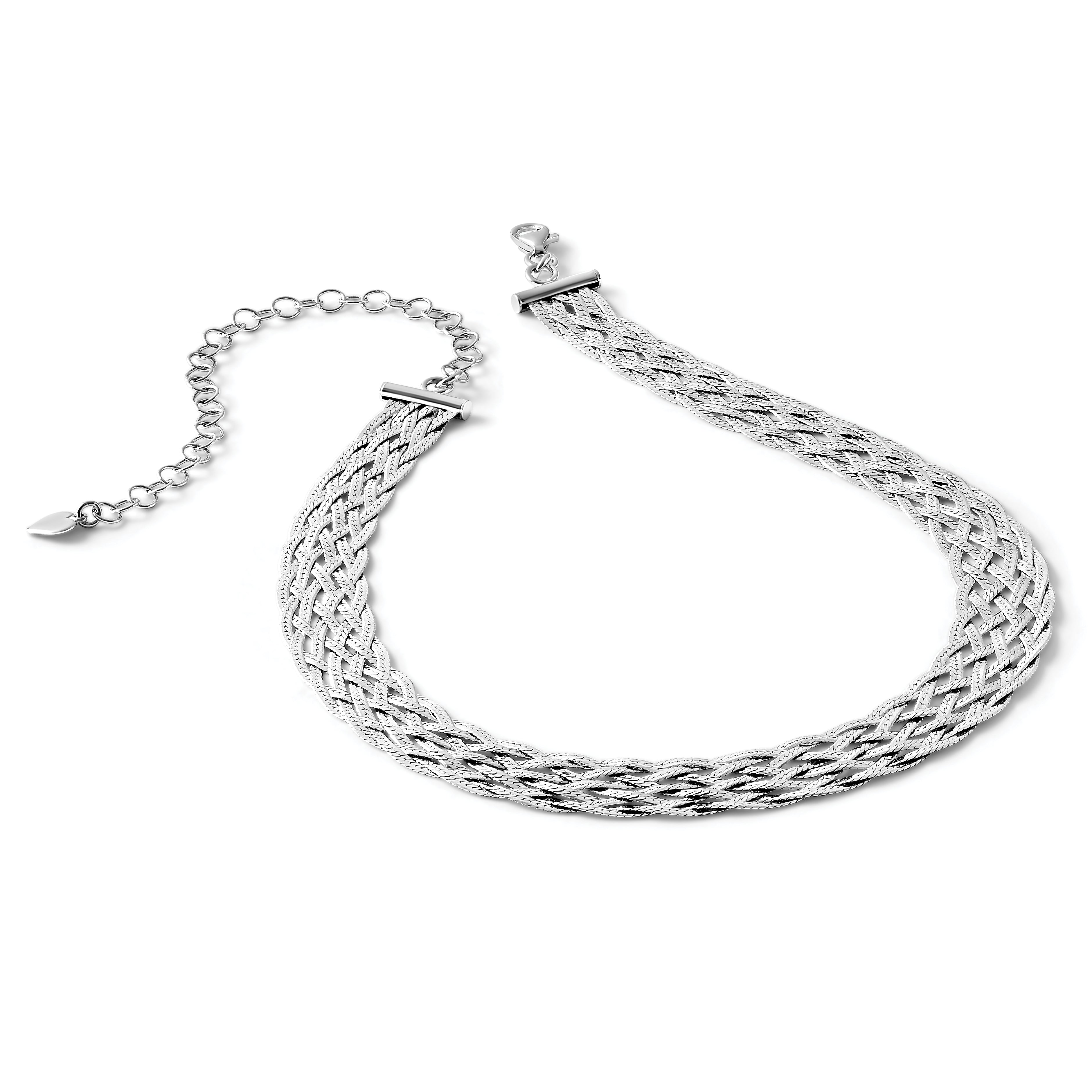 Sterling Silver RH-plate Polished w/4 in ext. Choker Necklace