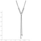 Sterling Silver RH-plated Polish/Dia-cut Beads Adj. Necklace