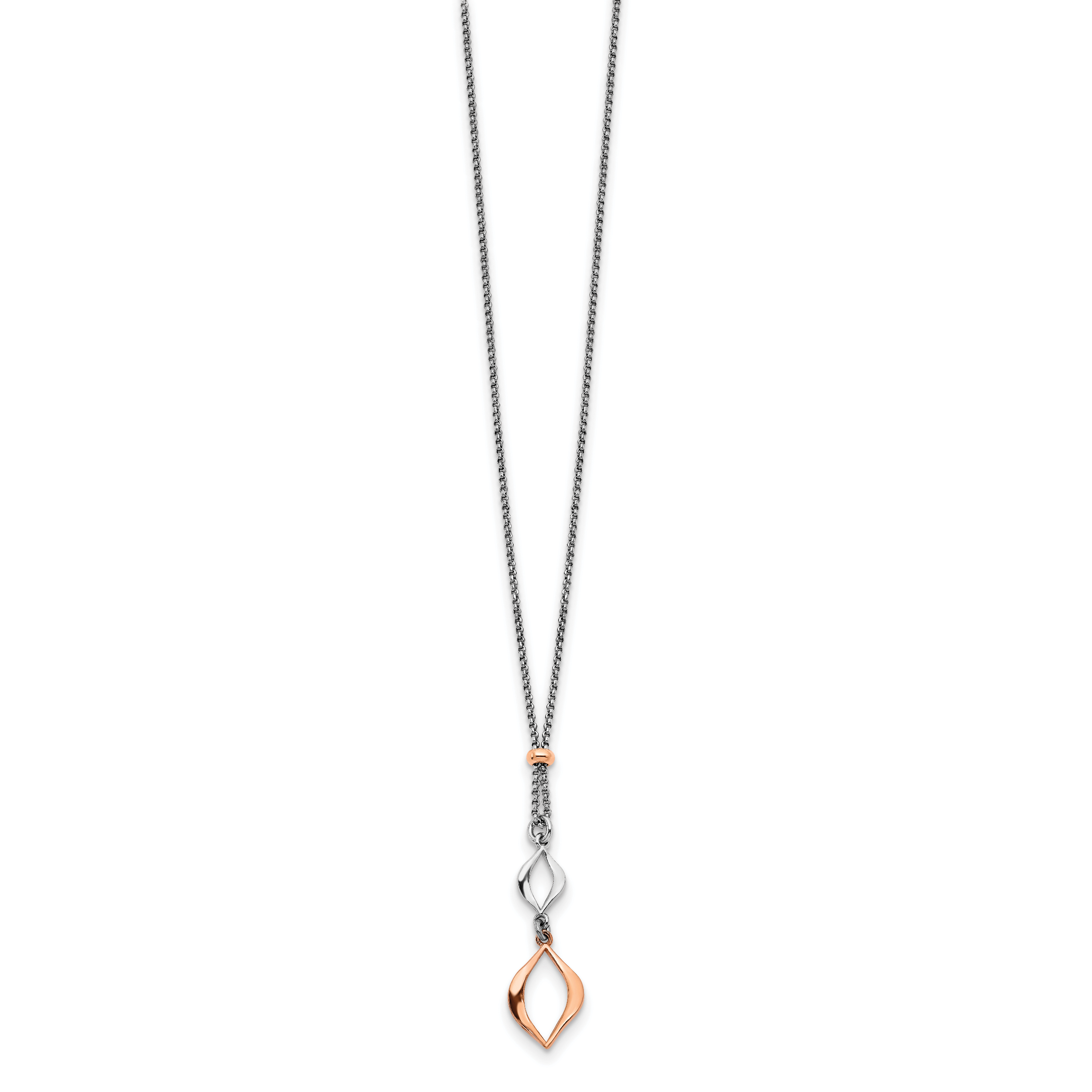 Sterling SilverRhodium-Rhodium-Plated & Rose-tone w/1.5in ext. Necklace Secondary image