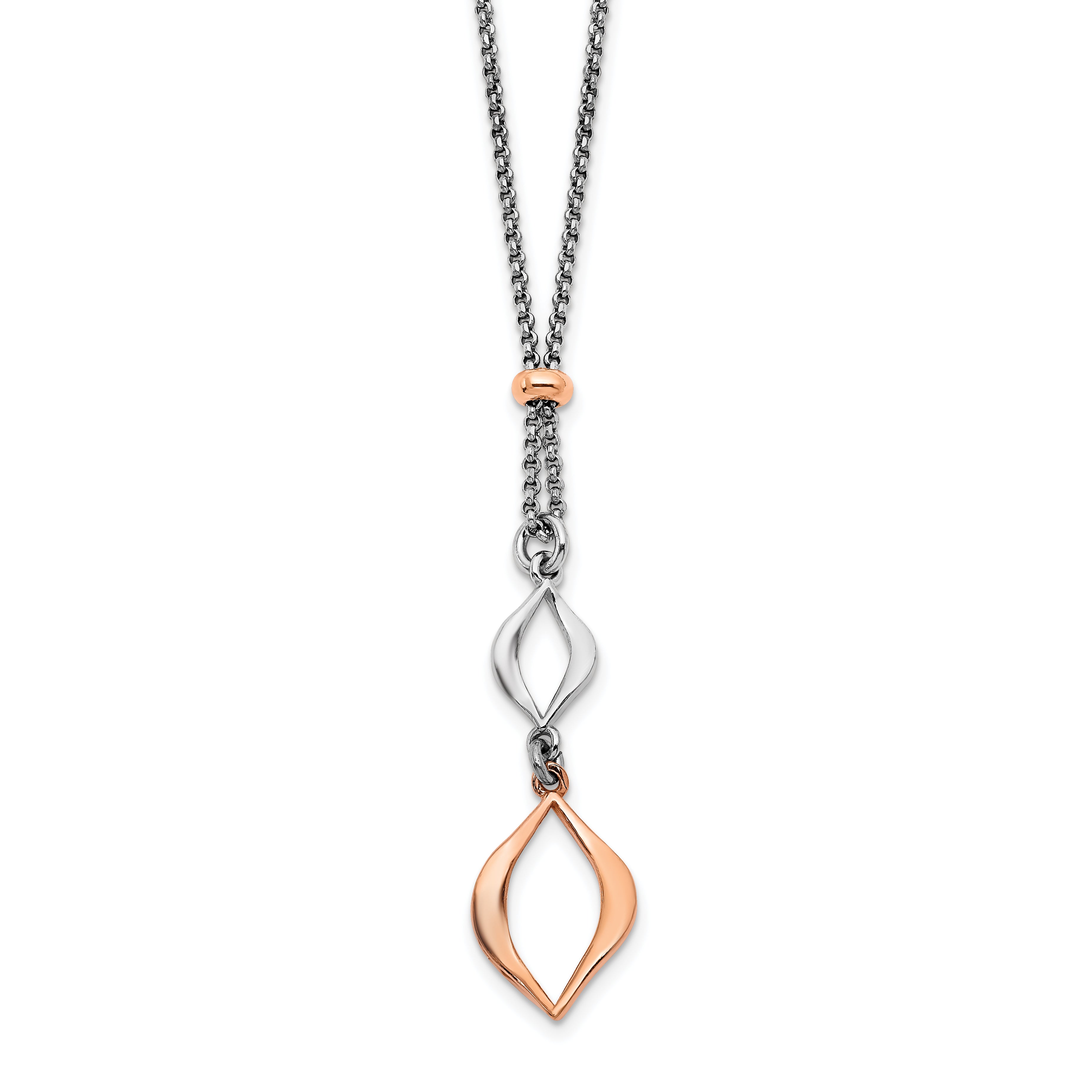 Sterling SilverRhodium-Rhodium-Plated & Rose-tone w/1.5in ext. Necklace