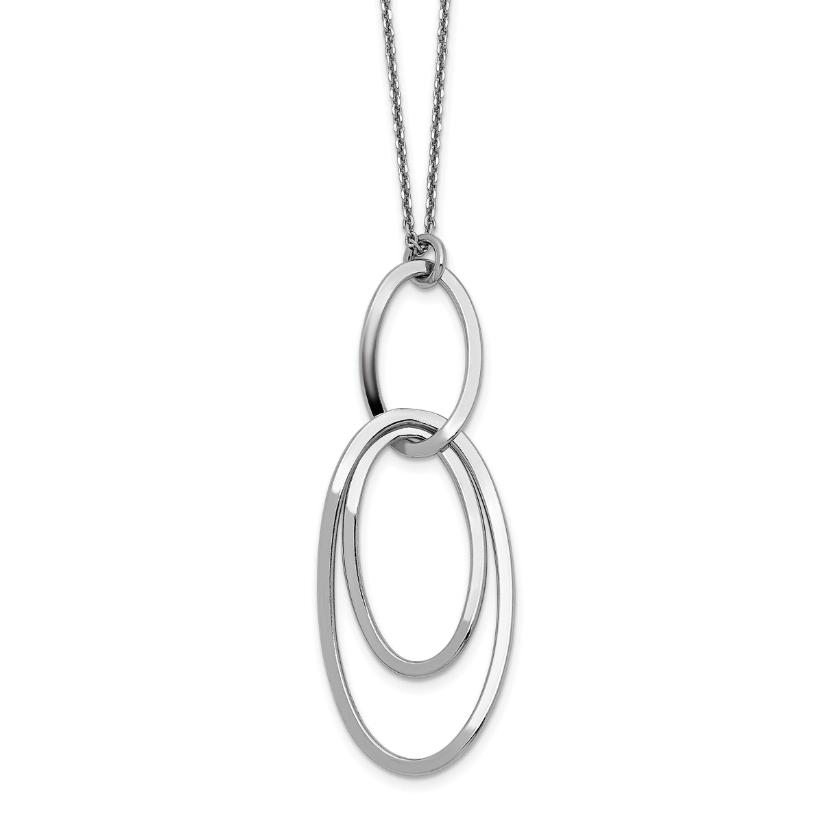 Sterling Silver Rhodium-Rhodium-Plated Polished w/1.5in ext. Necklace