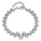Sterling Silver RH-plated Polished Beaded w/1.5in ext. Bracelet