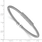 Cubic Zirconia Woven Flexible Cuff Bracelet in Sterling Silver, 0.67mm, 7 Inch - Sophia Jewelers