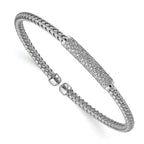 Cubic Zirconia Woven Flexible Cuff Bracelet in Sterling Silver, 0.67mm, 7 Inch - Sophia Jewelers