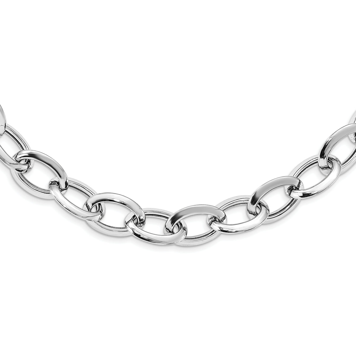 Sterling Silver Rhodium-Rhodium-Plated Polished Fancy Link Necklace