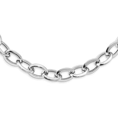 Sterling Silver Rhodium-Rhodium-Plated Polished Fancy Link Necklace
