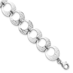 Sterling Silver Rhodium-Rhodium-Plated Polished D/C w/1 in ext. Bracelet