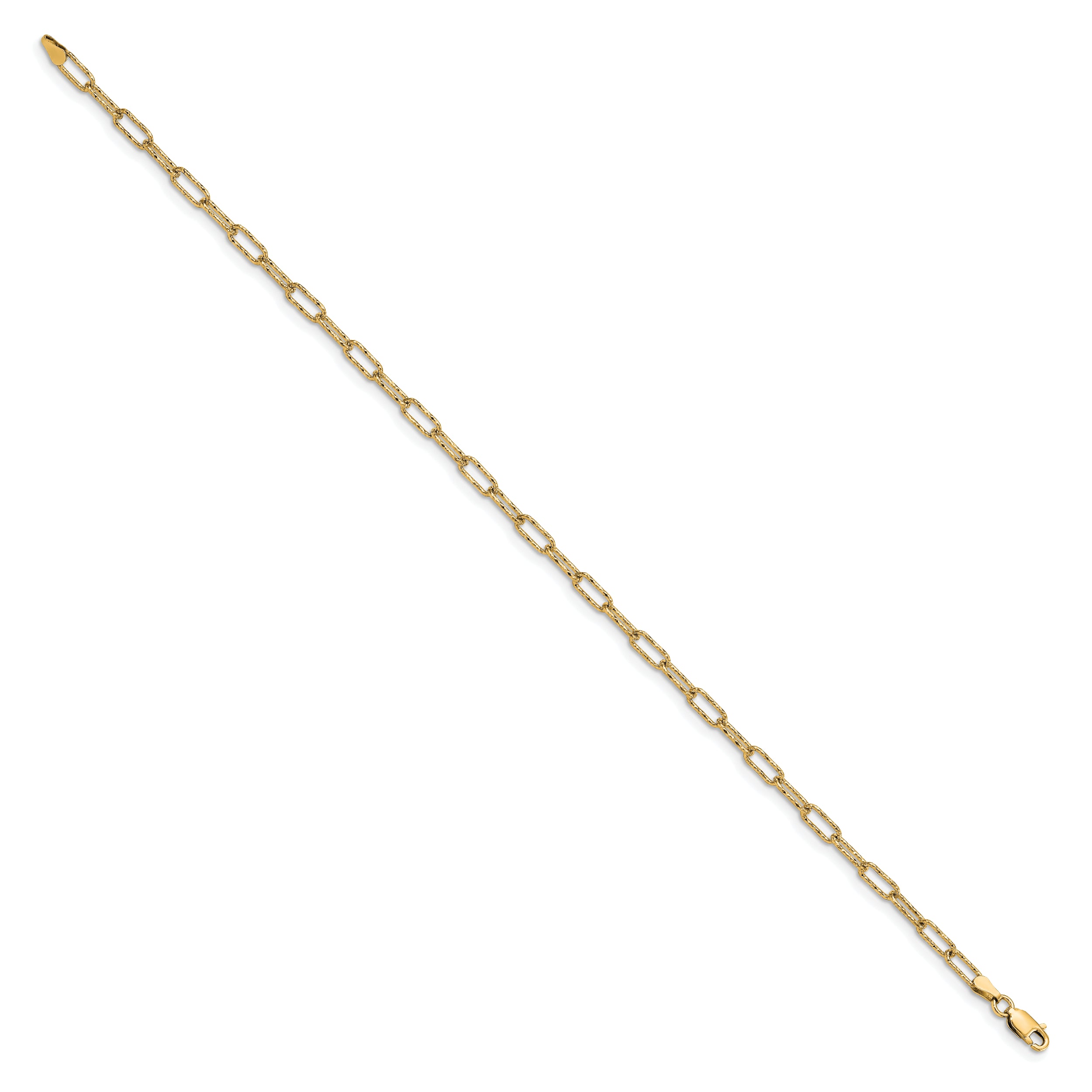 Sterling Silver Gold-plated Polished Textured Link Anklet
