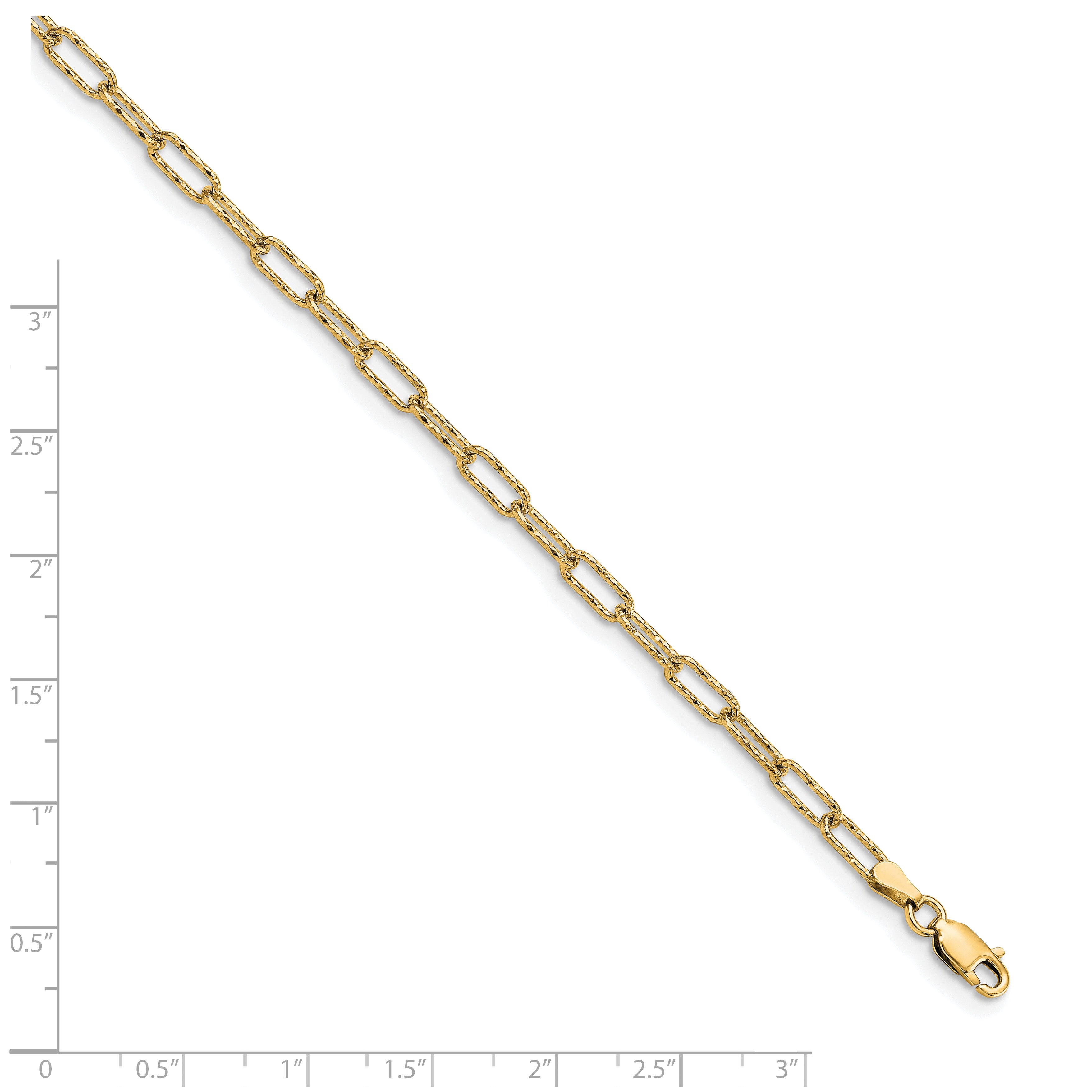 Sterling Silver Gold-plated Polished Textured Link Anklet