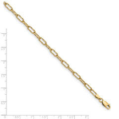 Sterling Silver Gold-plated Polished Textured Link Anklet
