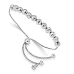 Sterling Silver RH-plated Hammered Beaded Adj. Bracelet