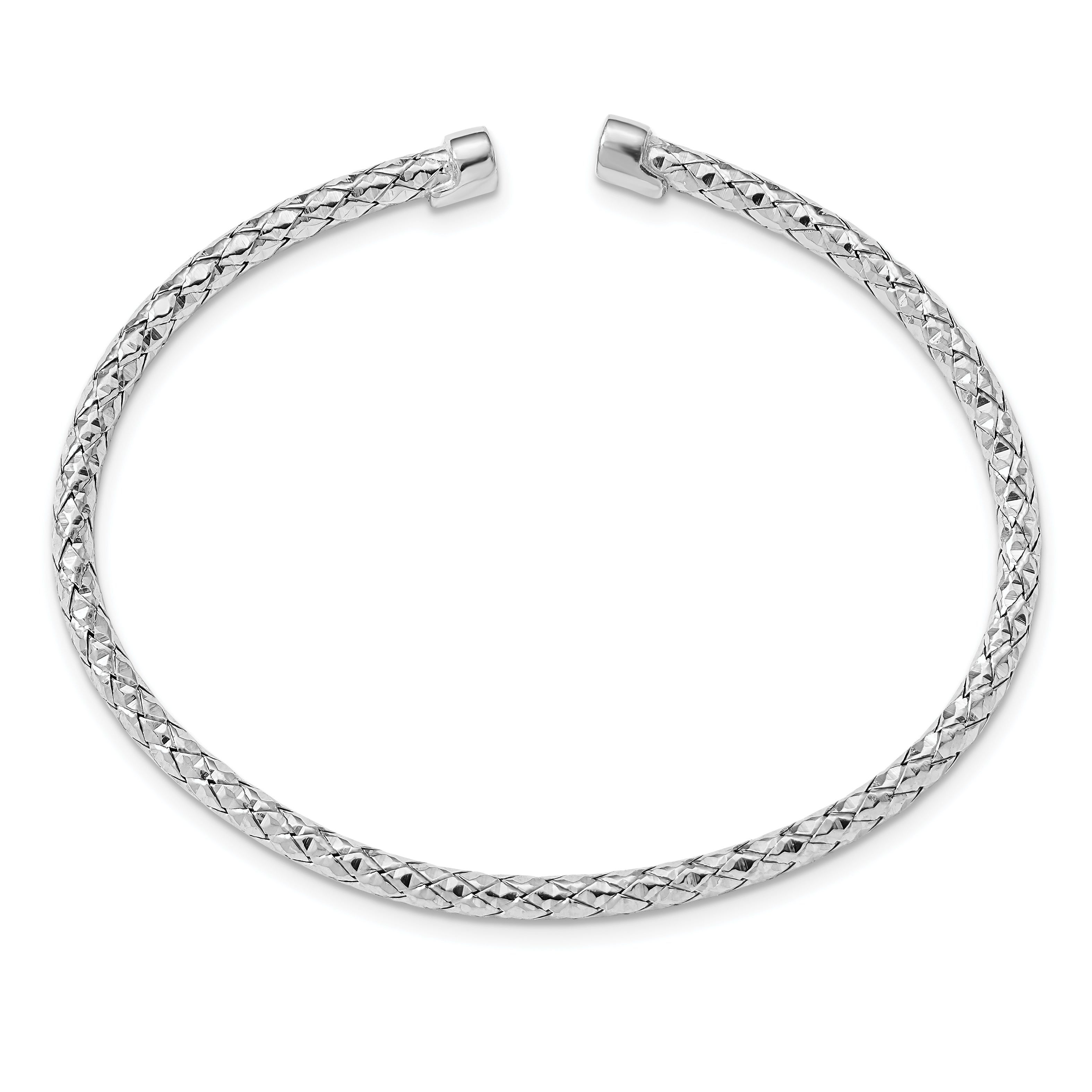Sterling Silver Rhodium-plated Polished Bangle Secondary image
