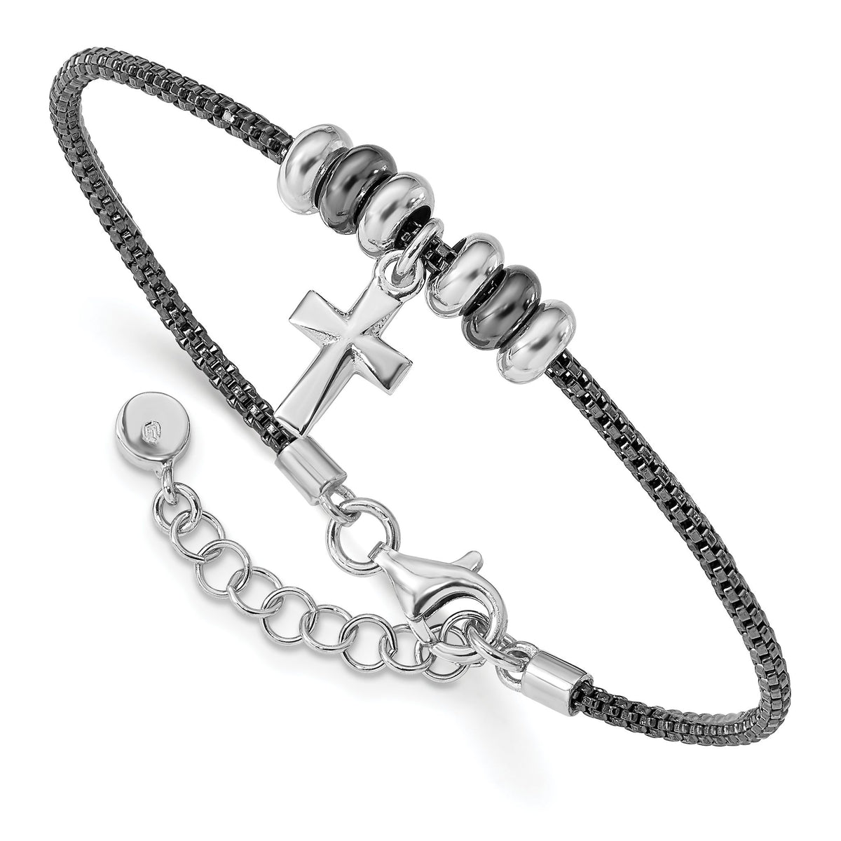 Two-Tone Cross Bracelet in Sterling Silver, 7 Inch - Sophia Jewelers Main image
