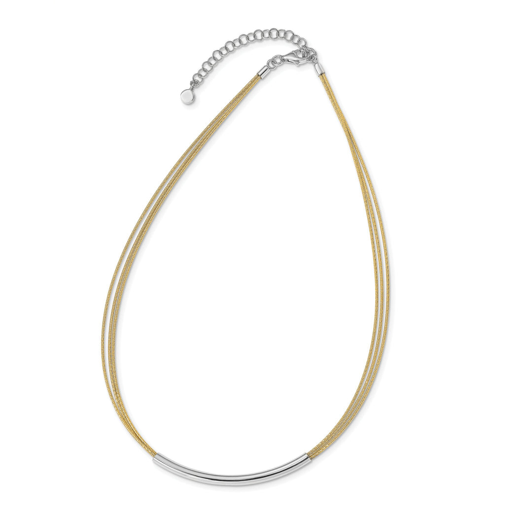 Multi-Strand Bar Necklace in Gold-Tone Sterling Silver, 16 Inch - Sophia Jewelers