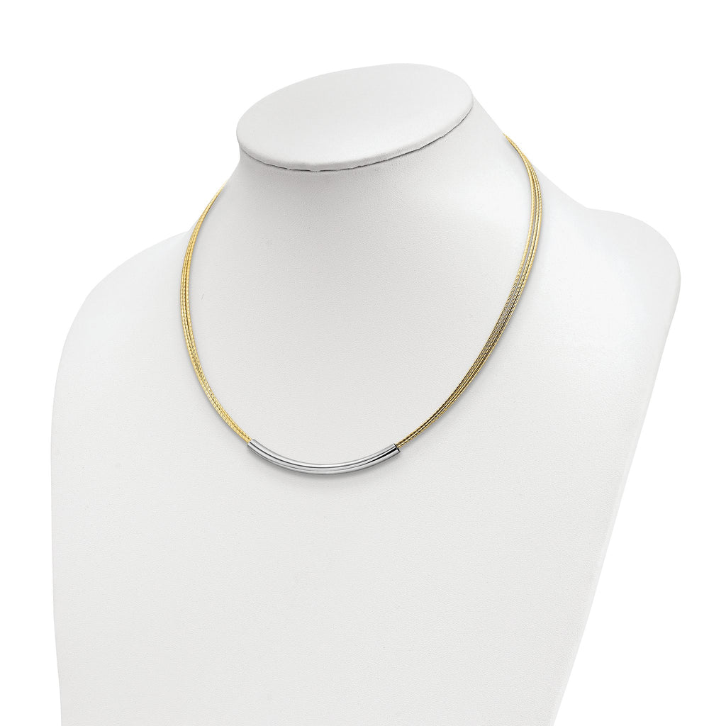 Multi-Strand Bar Necklace in Gold-Tone Sterling Silver, 16 Inch - Sophia Jewelers