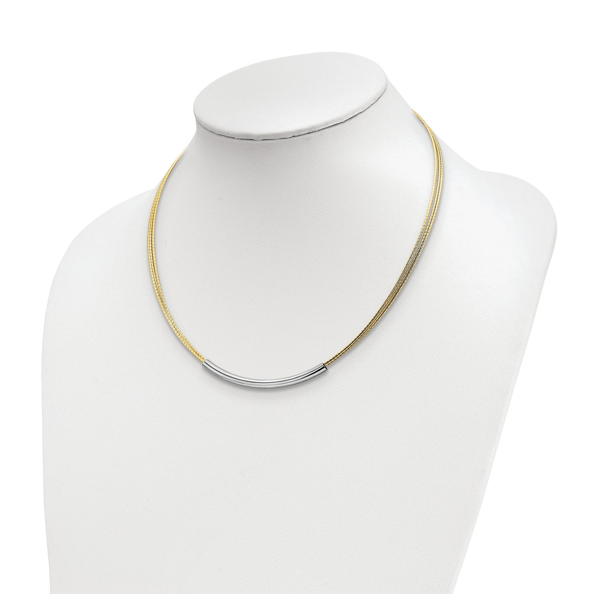 Multi-Strand Bar Necklace in Gold-Tone Sterling Silver, 16 Inch - Sophia Jewelers