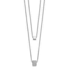 Sterling SilverRhodium-Rhodium-Plated CZ Multi-strand w/ 2in Necklace