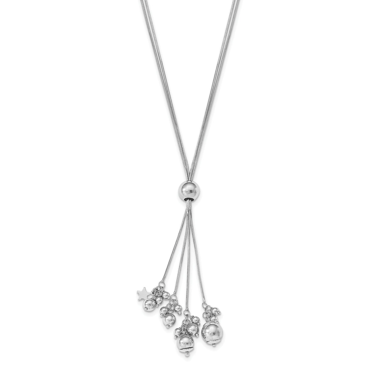 Beaded Snake Chain Necklace in Sterling Silver, 1mm, 30 Inch - Sophia Jewelers