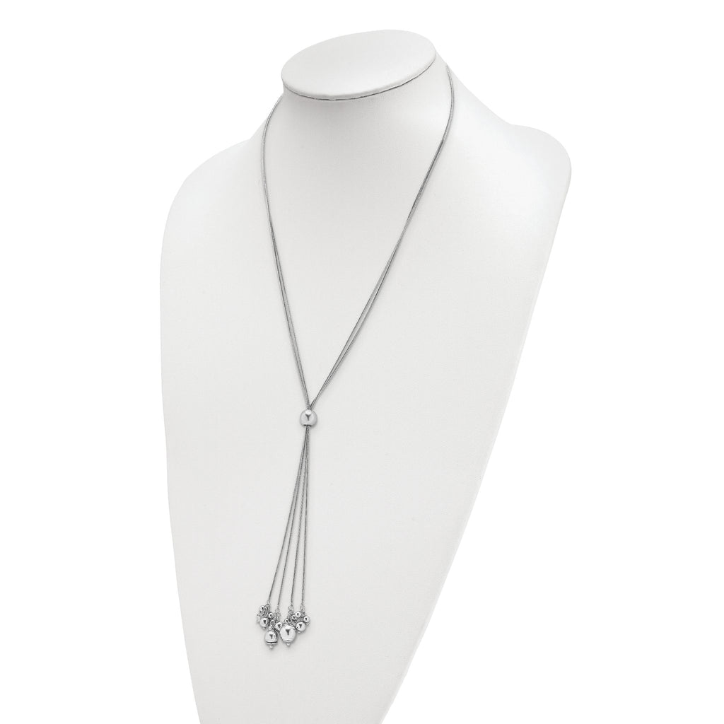 Beaded Snake Chain Necklace in Sterling Silver, 1mm, 30 Inch - Sophia Jewelers
