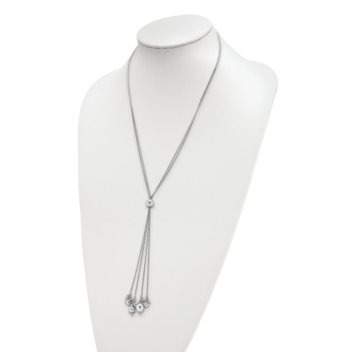 Beaded Snake Chain Necklace in Sterling Silver, 1mm, 30 Inch - Sophia Jewelers