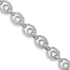 Sterling Silver Rhodium-Rhodium-Plated D/C Polished w/ .5in ext. Bracelet