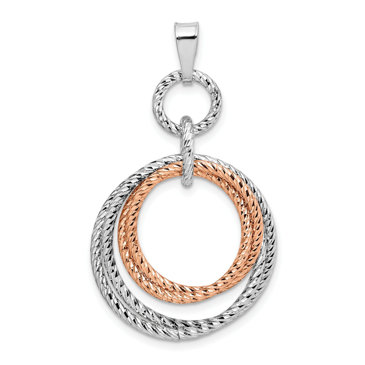 Two-Tone Fancy Pendant in Rose Gold-Plated Sterling Silver, 42mm - Sophia Jewelers Main image