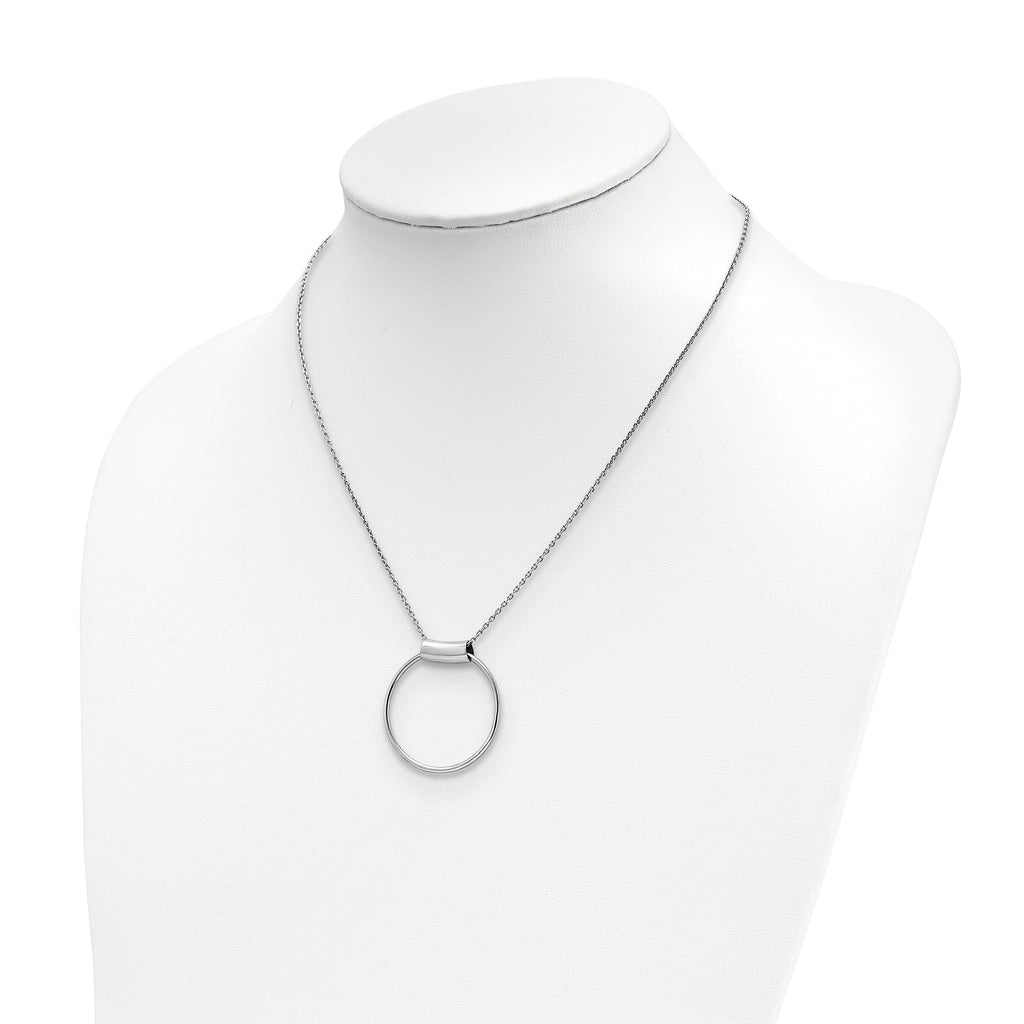 Sterling Silver Rhodium-plated Polished w/1in ext Necklace