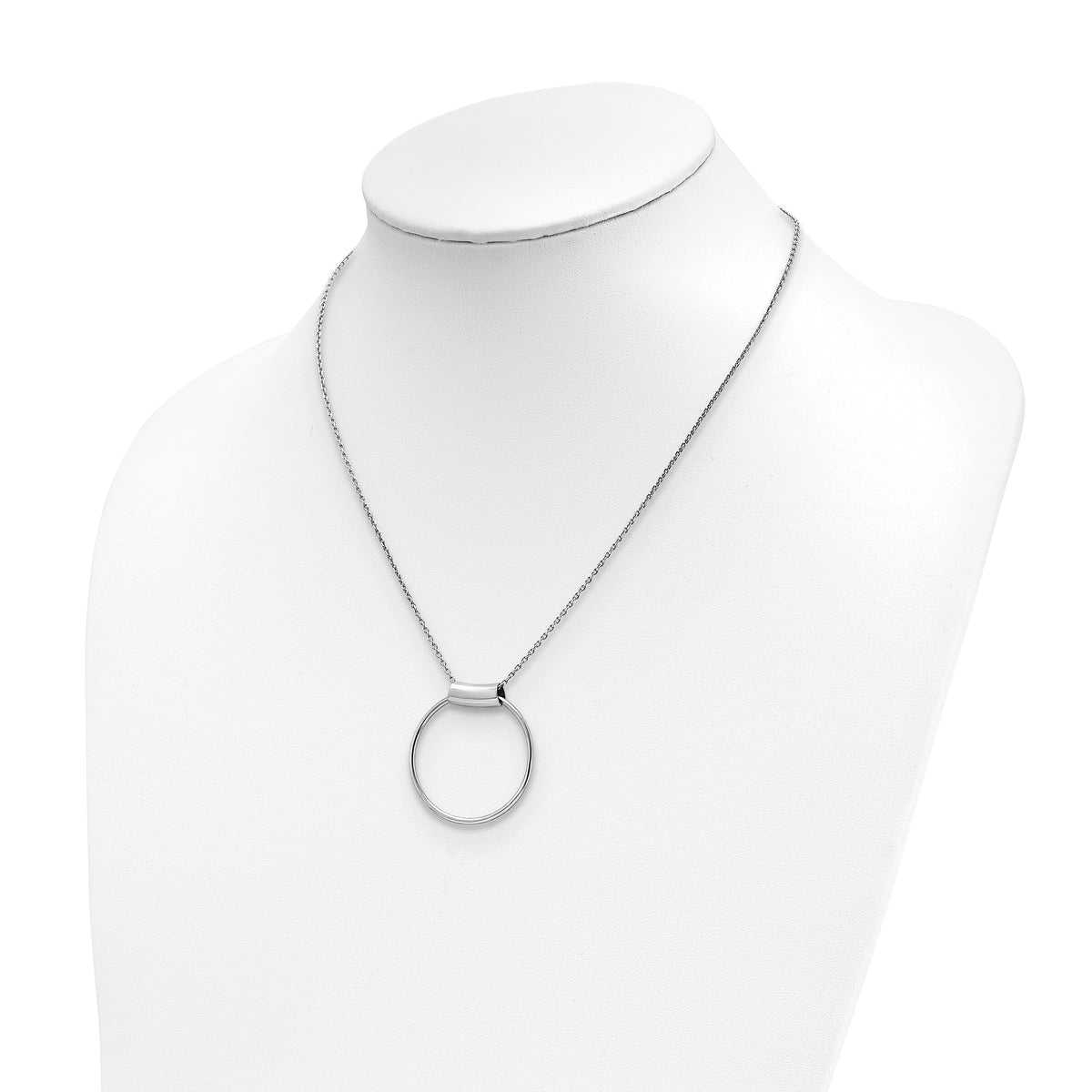 Sterling Silver Rhodium-plated Polished w/1in ext Necklace