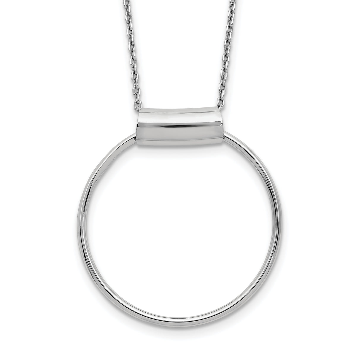 Sterling Silver Rhodium-Rhodium-Plated Polished w/1in ext Necklace