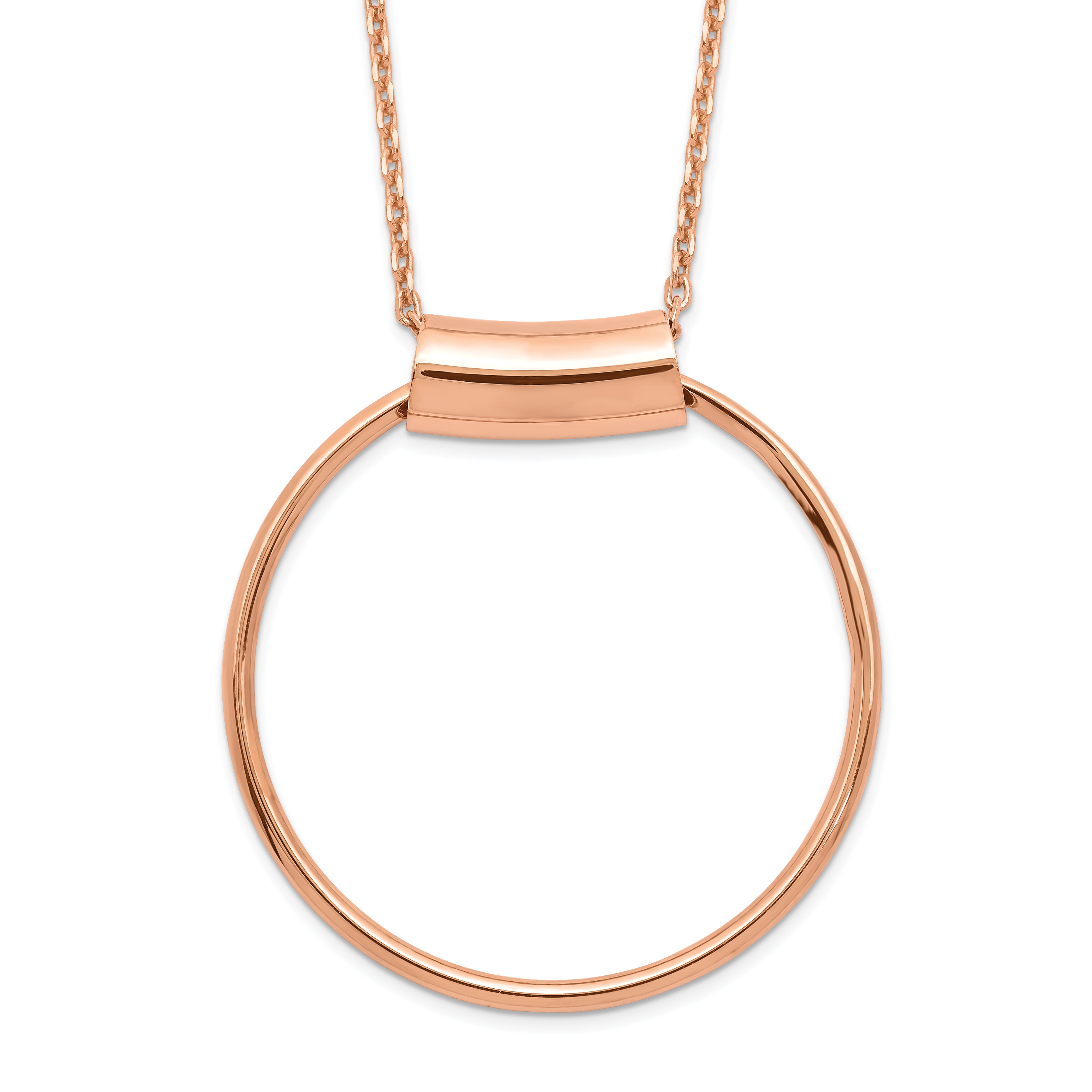 Sterling Silver Rhodium-Plated-plat Rose-tone Polish w/1in ext Necklace