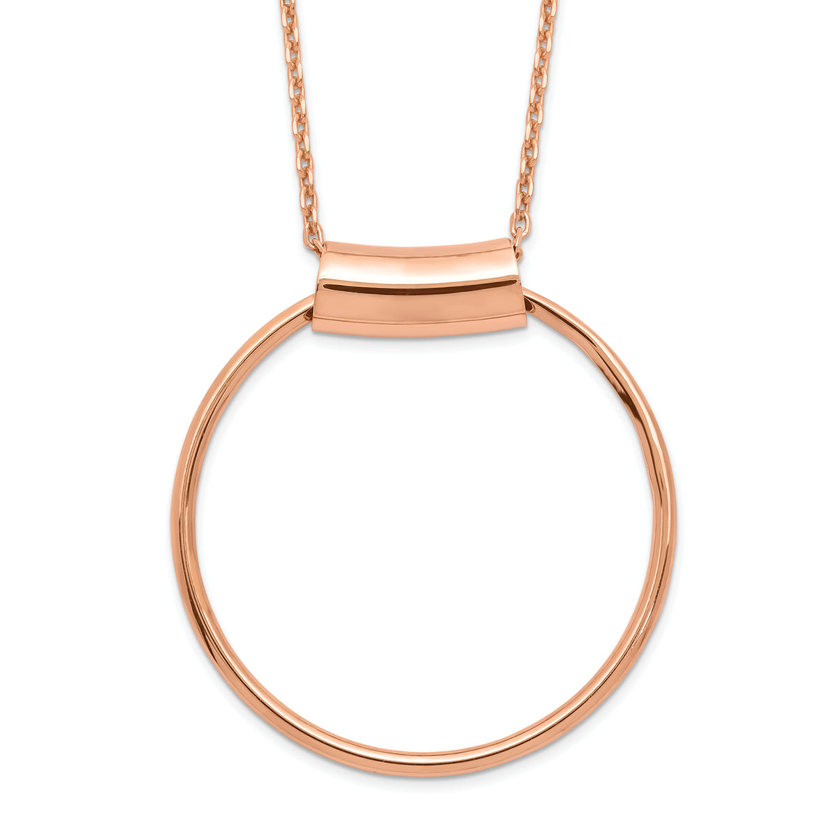Sterling Silver Rhodium-Plated-plat Rose-tone Polish w/1in ext Necklace