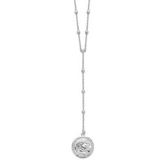 Sterling Silver Rhodium-Platedod-plated Roman Coin Y-drop w/in ext. Necklace