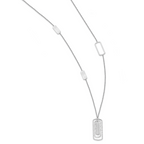 Sterling Silver Rhodium-plated Polished & Brushed Necklace