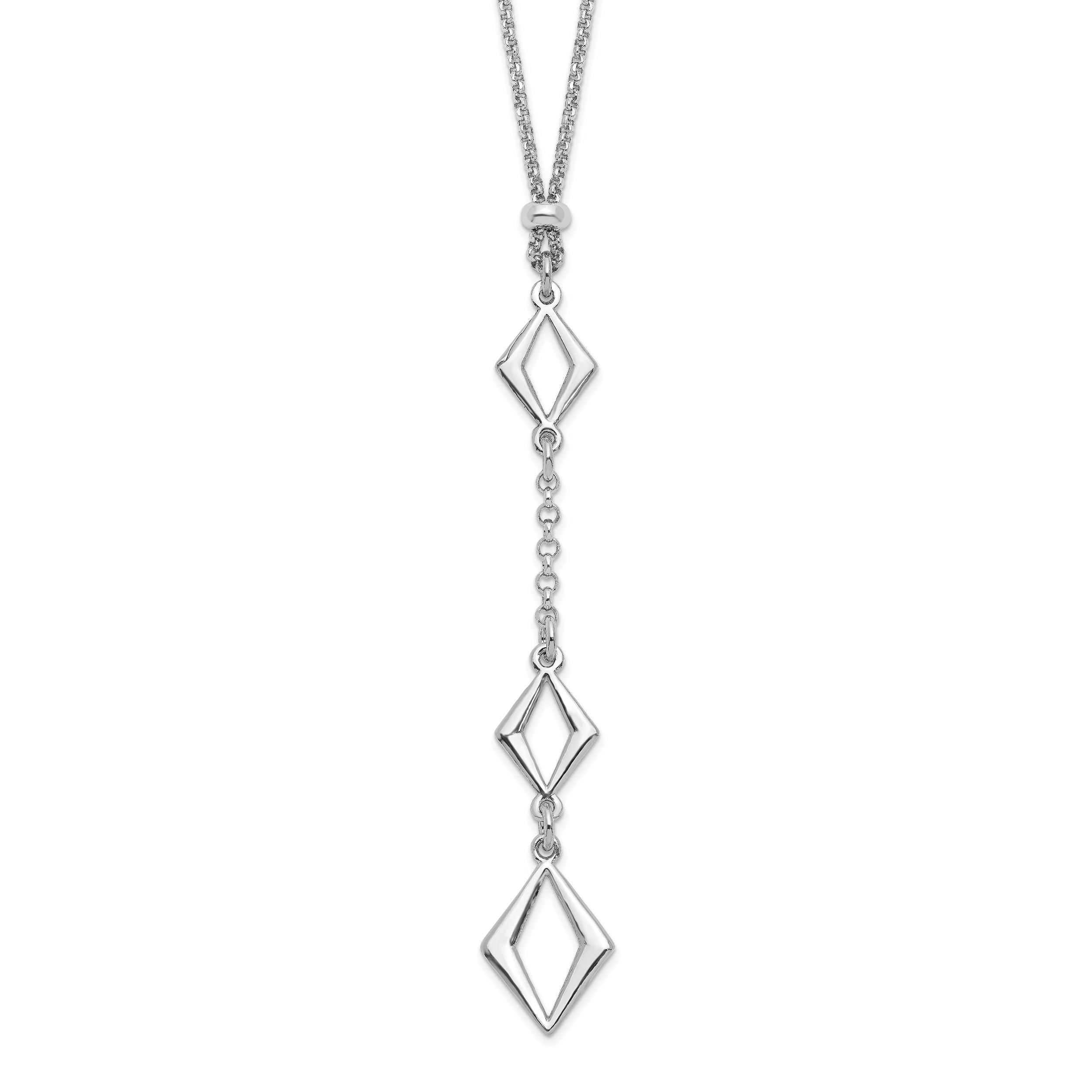 Sterling Silver Rhodium-Rhodium-Plated Adj. w/ 1.5in ext. Necklace