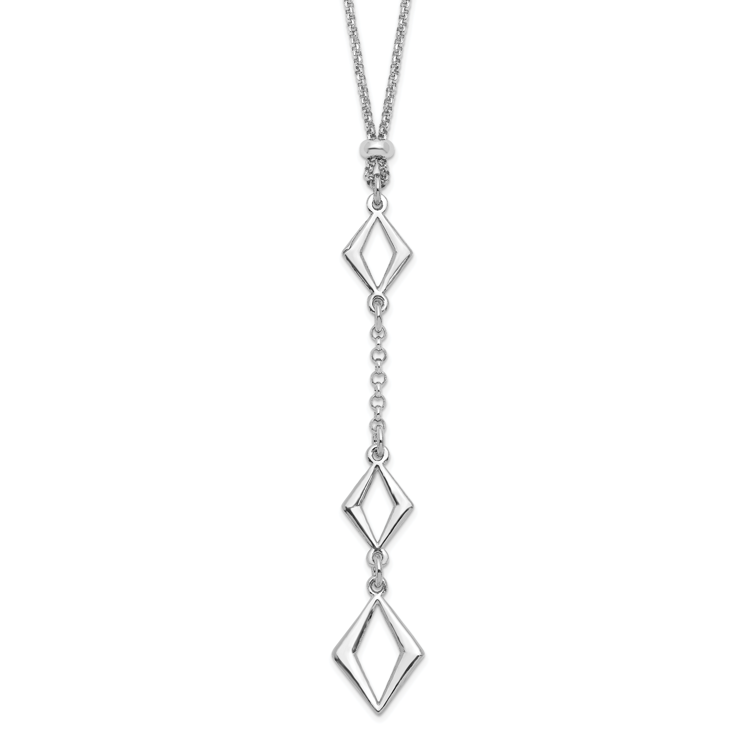 Sterling Silver Rhodium-Rhodium-Plated Adj. w/ 1.5in ext. Necklace