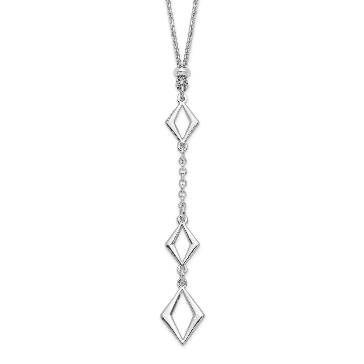 Sterling Silver Rhodium-Rhodium-Plated Adj. w/ 1.5in ext. Necklace
