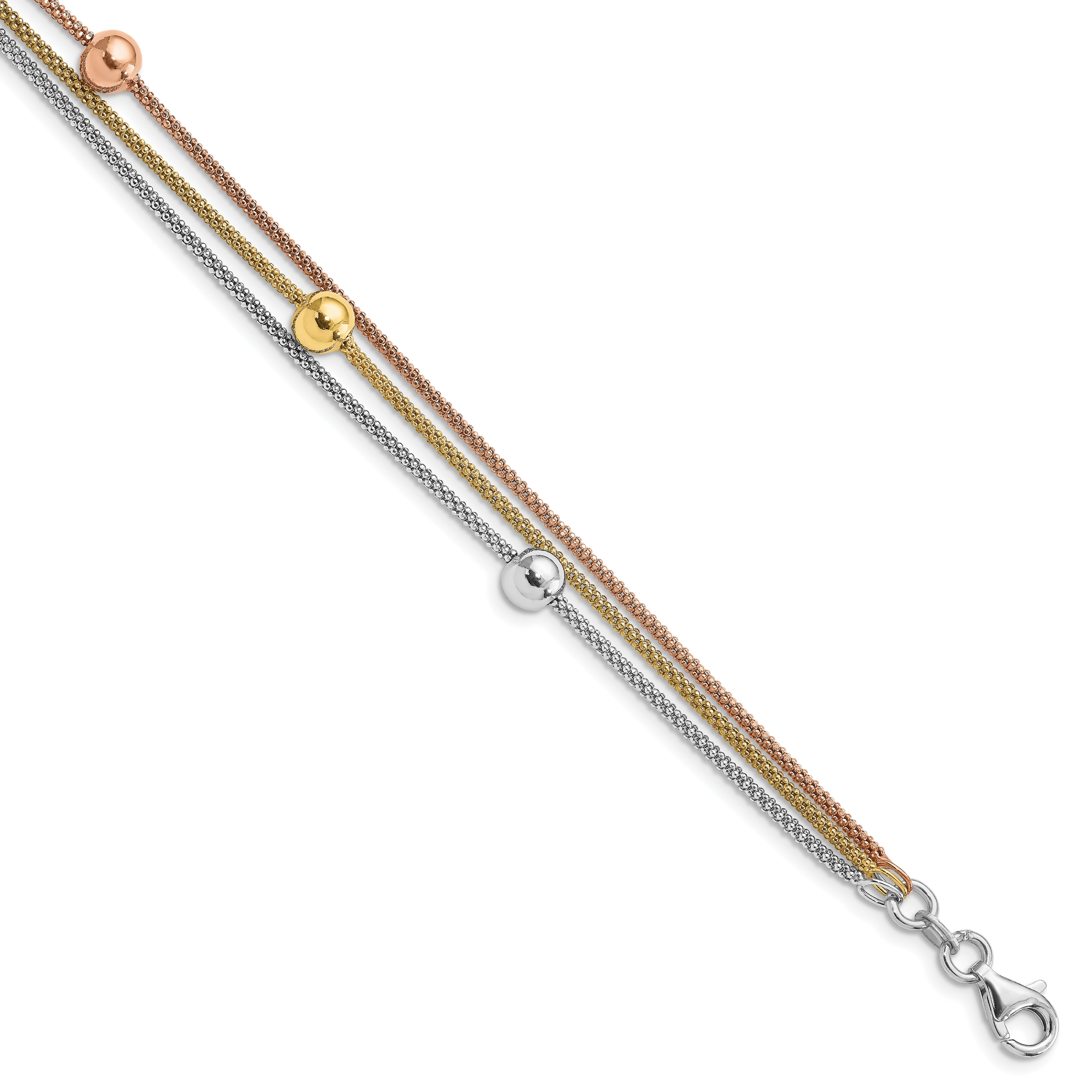 Sterling Silver Rose & Yellow Gold-plated w/ 1in ext Bracelet Secondary image
