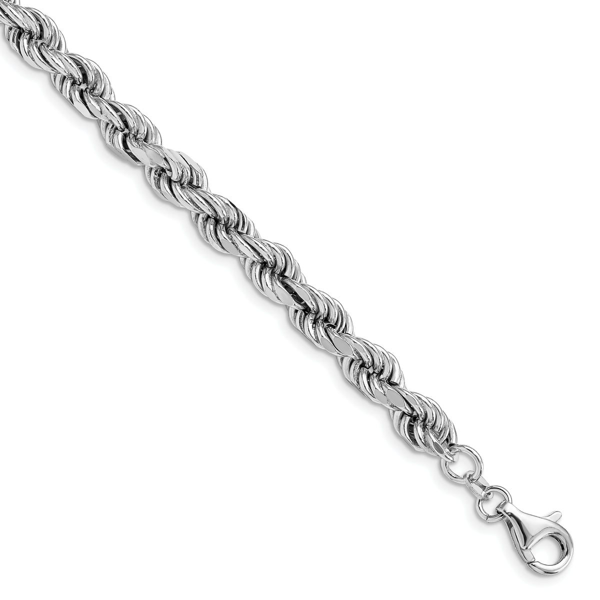 Sterling Silver Rhodium-Rhodium-Plated Polished Fancy Rope Bracelet